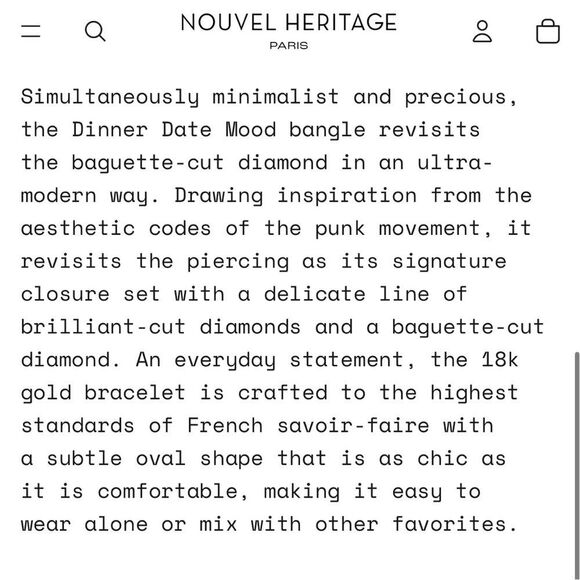 Nouvel Heritage Dinner Date Mood Bangle White Gold Diamond Baguette - Picture 9 of 10